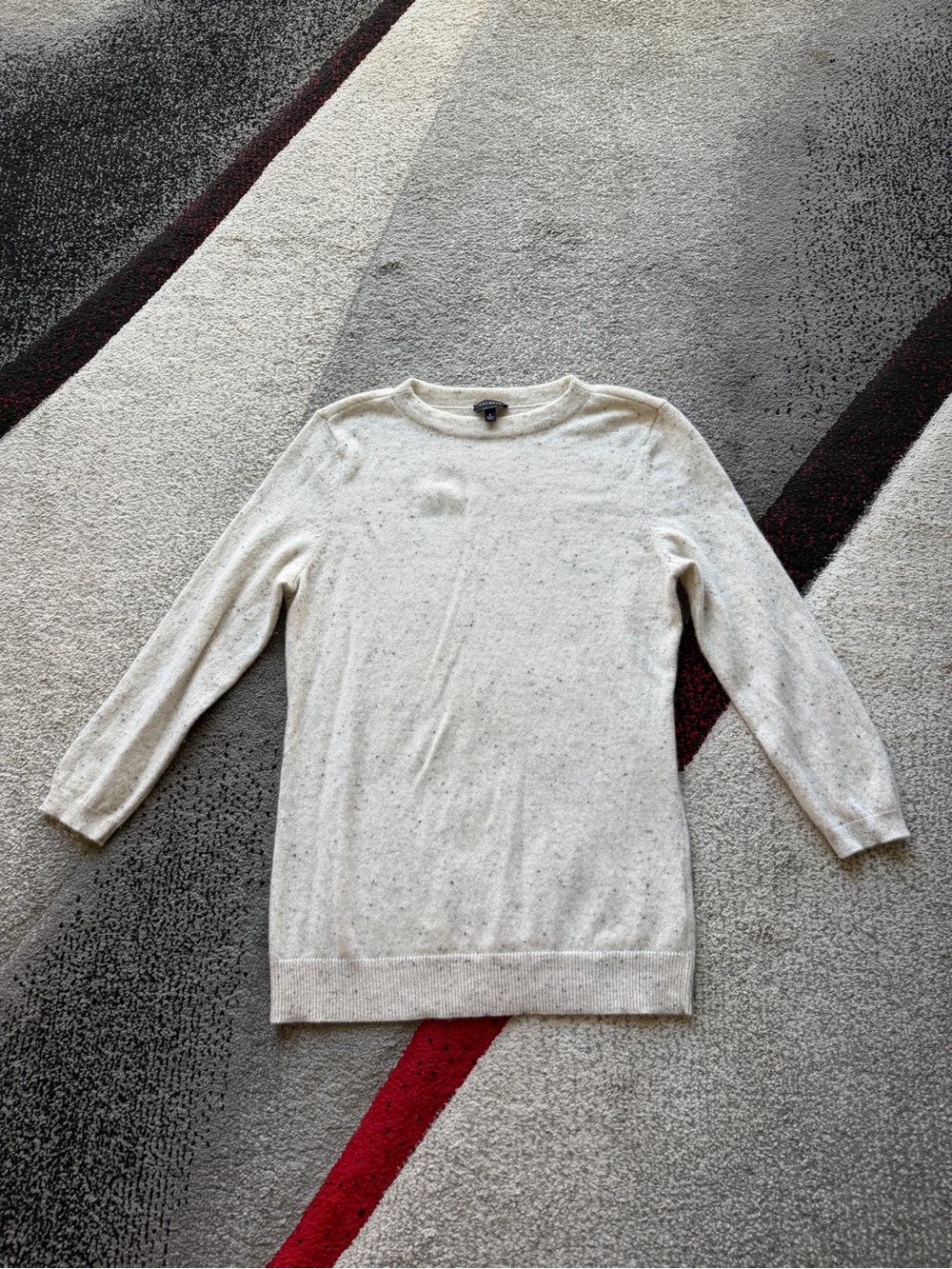Talbots Gray Speckled Cashmere 3/4 Sleeve Sweater